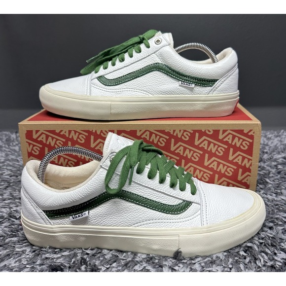 Vans Other - Vans Shoes Sneakers Mens Size 10.5 White Green Leather Old Skool Style 36 Skate